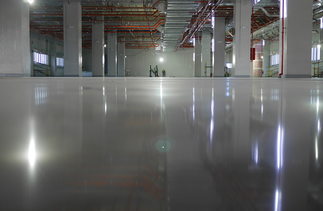 Epoxy floor coating installation in Kenya warehouse